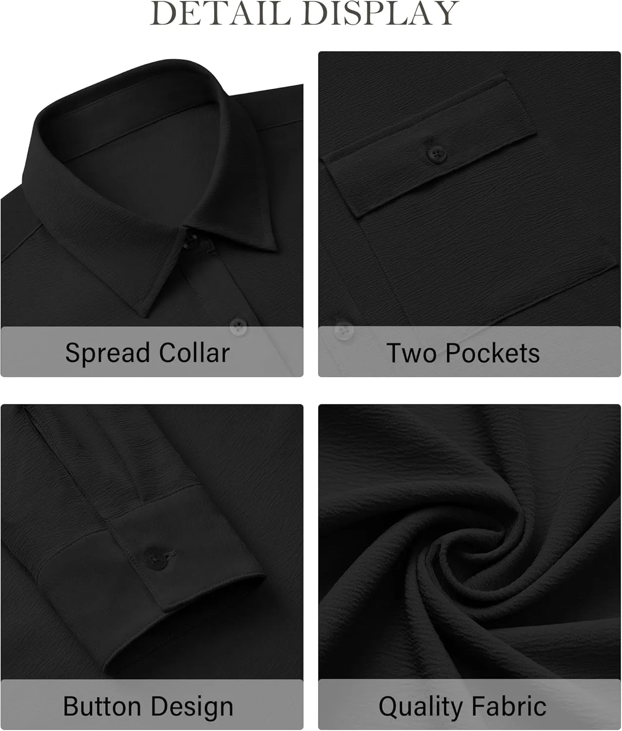 Women's Button Down Blouse Long Sleeve Dress Shirts for Work Office Business Casual Chiffon Tops