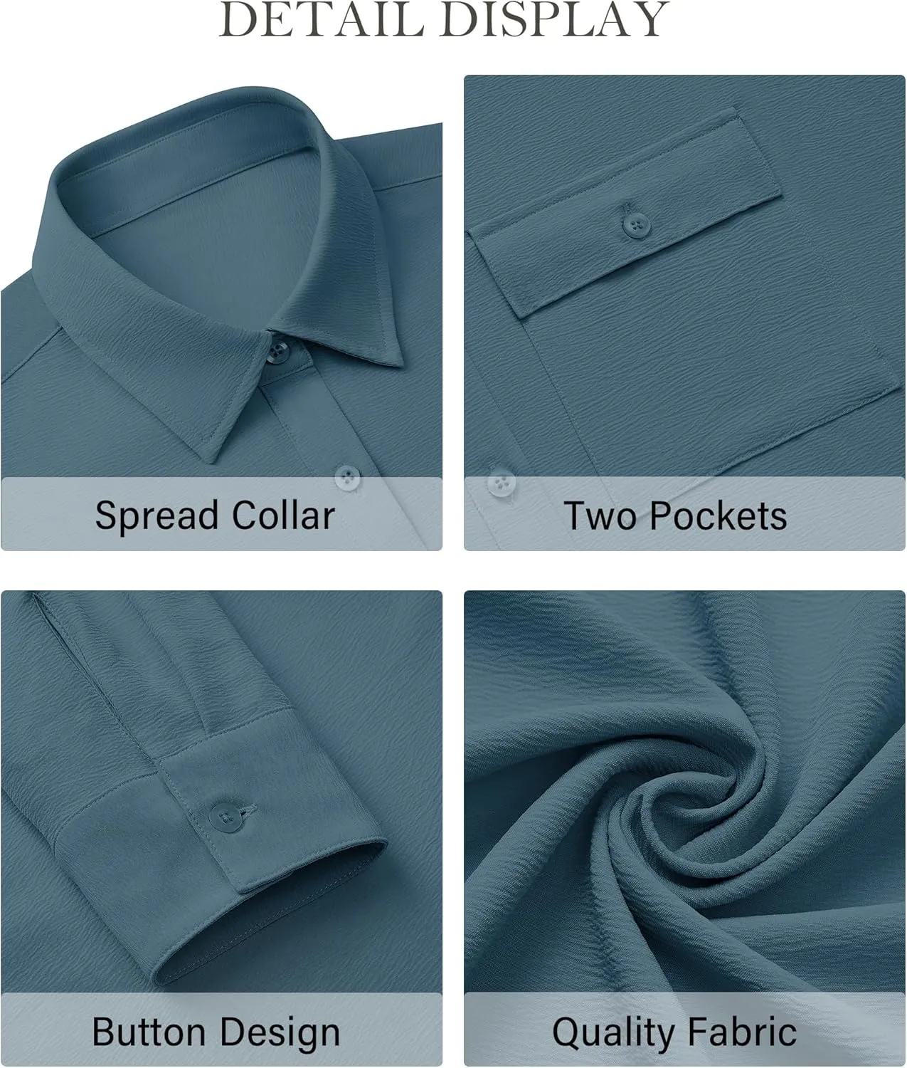 Women's Button Down Blouse Long Sleeve Dress Shirts for Work Office Business Casual Chiffon Tops