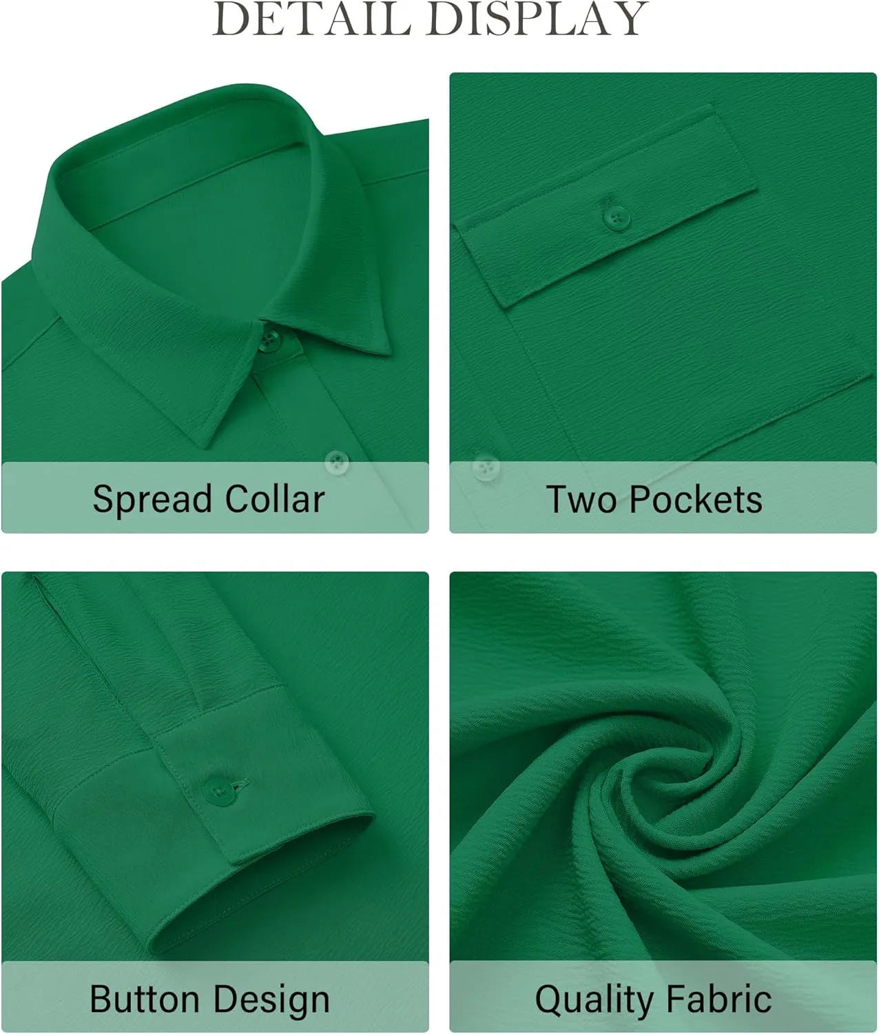 Women's Button Down Blouse Long Sleeve Dress Shirts for Work Office Business Casual Chiffon Tops