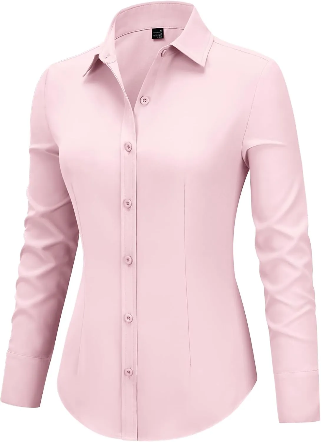 Women's Button Down Shirts Collared Fitted Dress Shirts Long Sleeve Wrinkle Free Blouse Formal Office Work Tunic Tops
