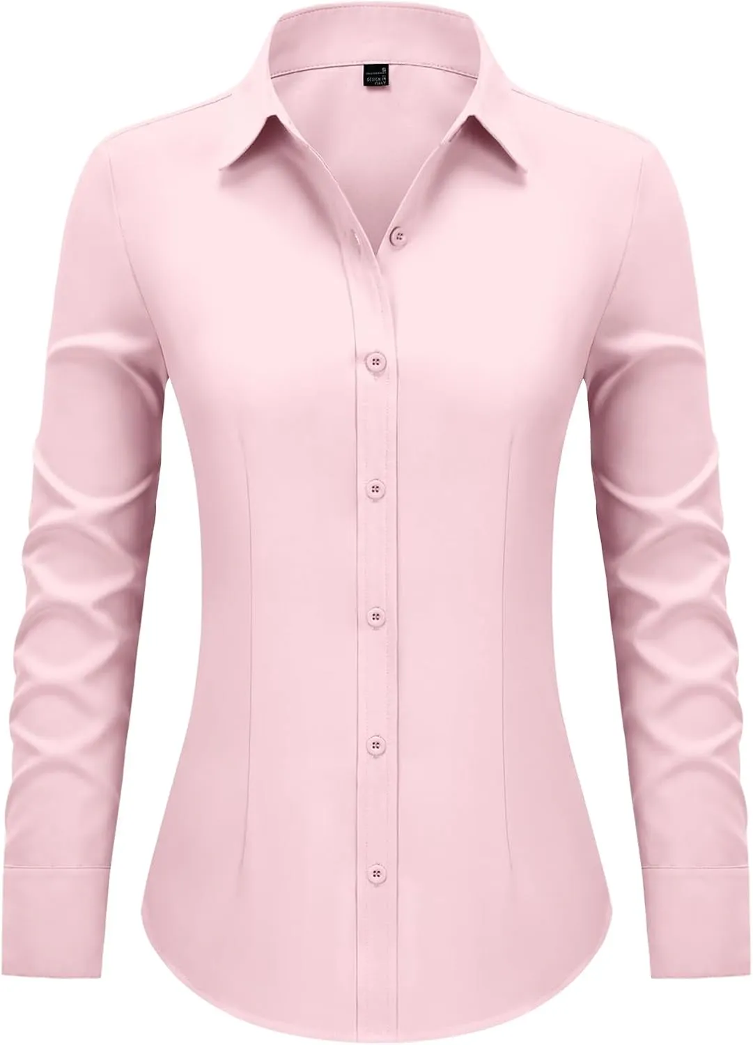Women's Button Down Shirts Collared Fitted Dress Shirts Long Sleeve Wrinkle Free Blouse Formal Office Work Tunic Tops