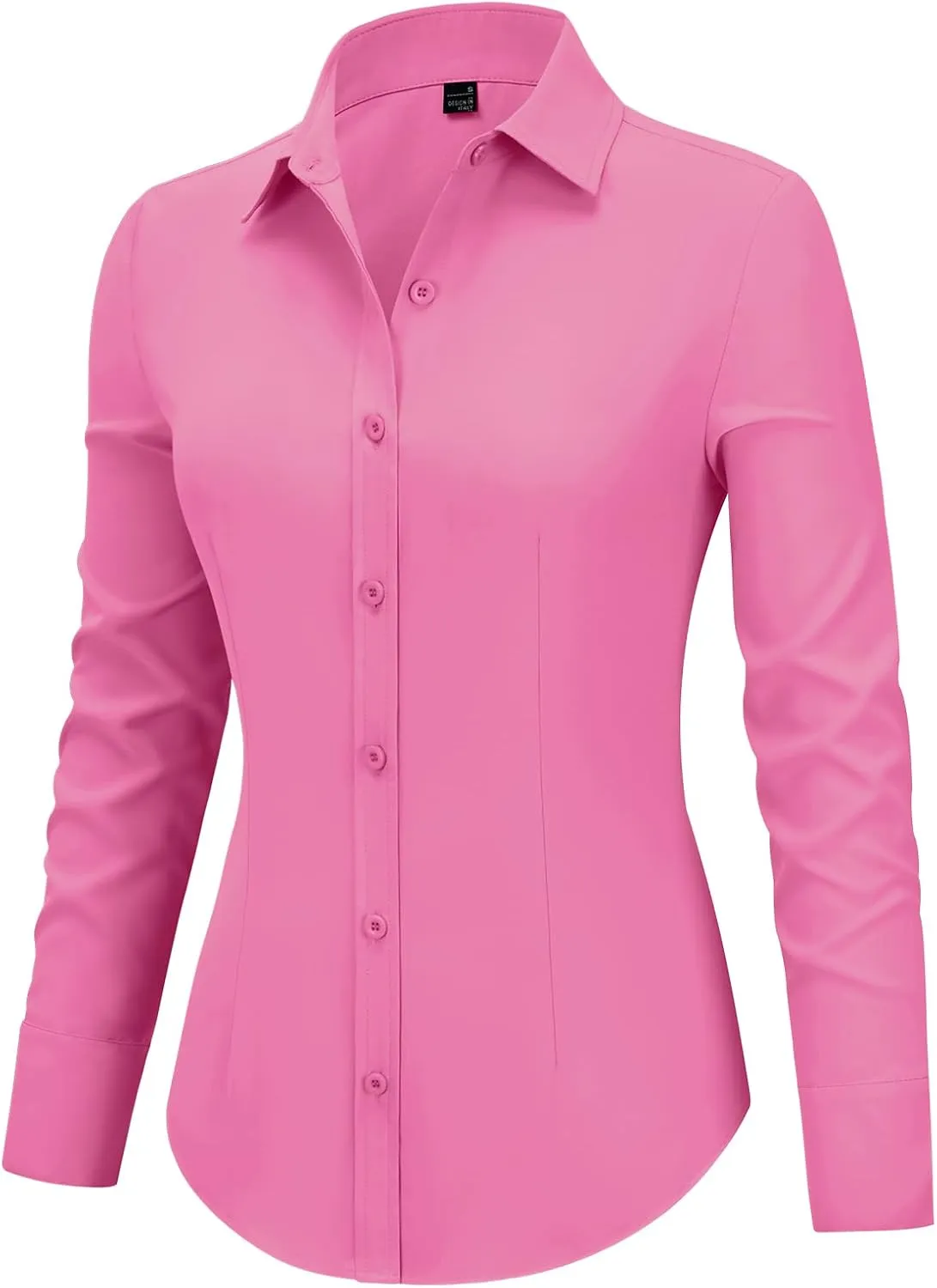 Women's Button Down Shirts Collared Fitted Dress Shirts Long Sleeve Wrinkle Free Blouse Formal Office Work Tunic Tops