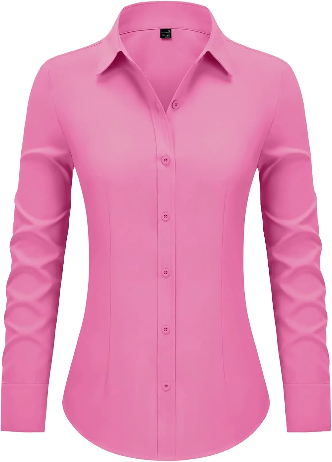 Women's Button Down Shirts Collared Fitted Dress Shirts Long Sleeve Wrinkle Free Blouse Formal Office Work Tunic Tops