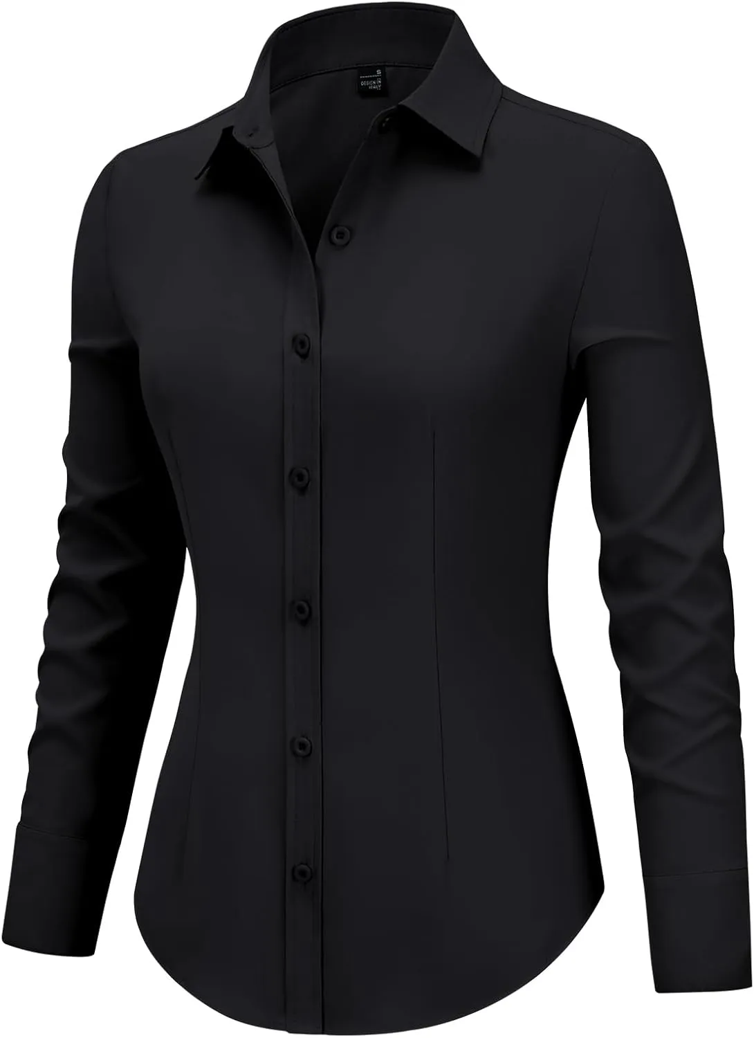 Women's Button Down Shirts Collared Fitted Dress Shirts Long Sleeve Wrinkle Free Blouse Formal Office Work Tunic Tops