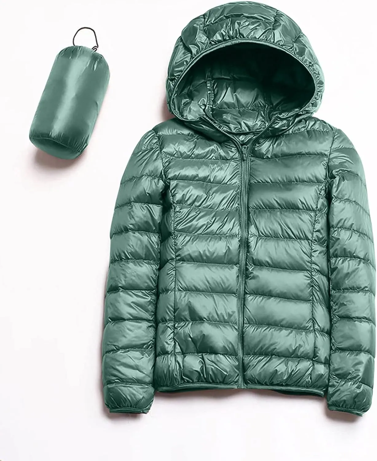 Womens Warm Lightweight Puffer Jackets Fashion Solid Color Waterproof Quilted Coats White Duck Down Casual Outerwears