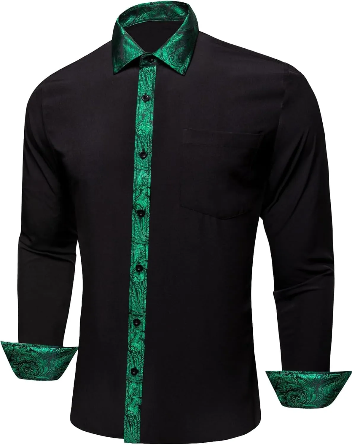 YOHOWA Mens Dress Shirts Business Button Down Long Sleeve Casual Collar Cuff Contrast Formal Shirts Wedding Party Casual Prom