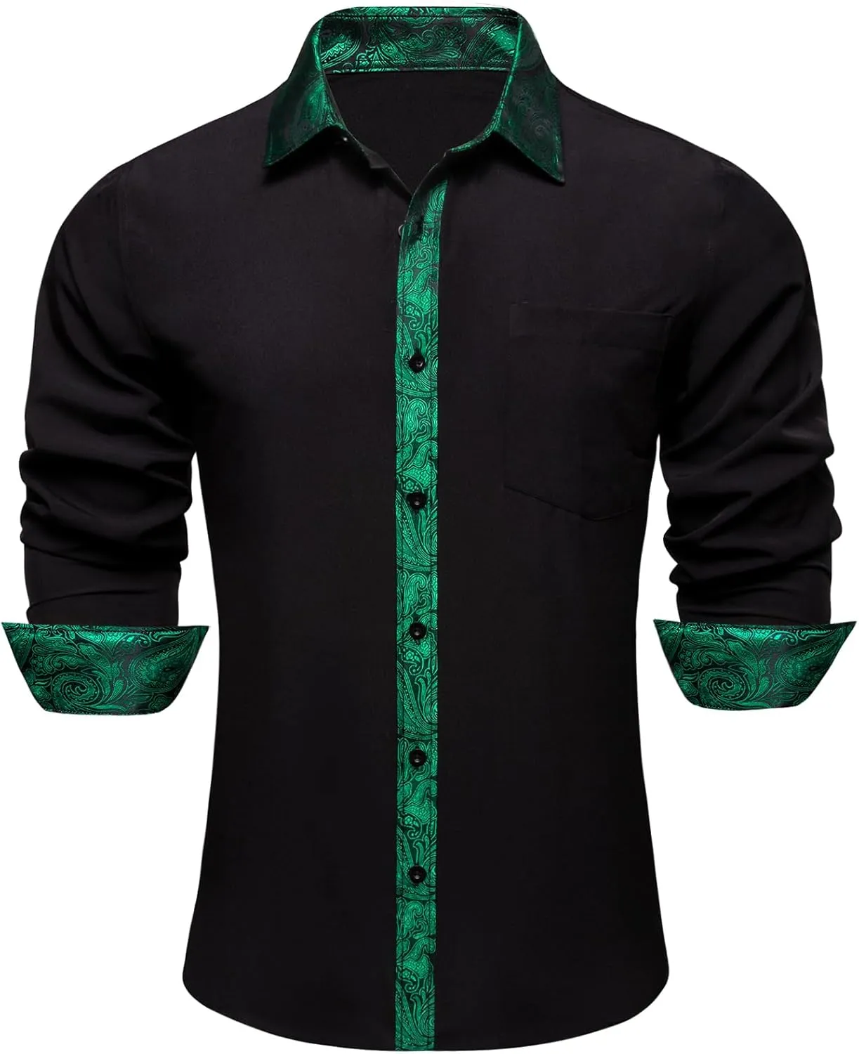 YOHOWA Mens Dress Shirts Business Button Down Long Sleeve Casual Collar Cuff Contrast Formal Shirts Wedding Party Casual Prom