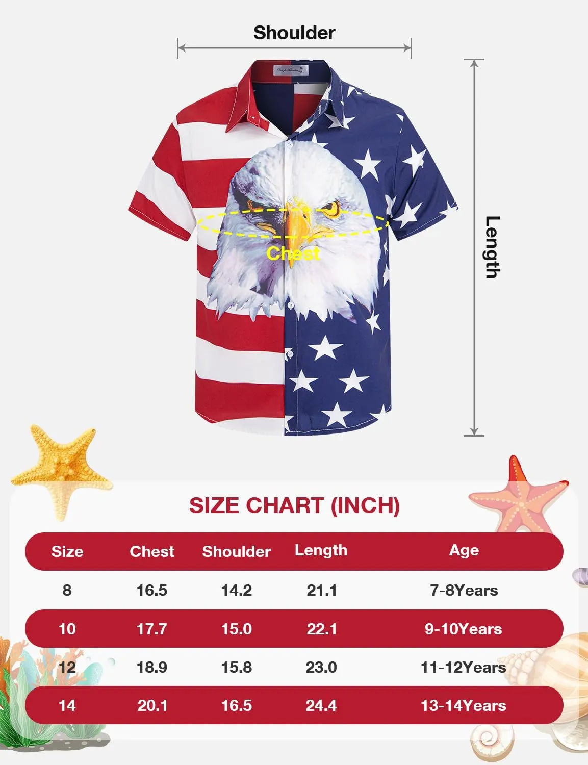 Yoimira Hawaiian Shirts for Boys, Button Down Short Sleeve Tropical Print, Kids Summer Beachwear Tops 7-14 Years